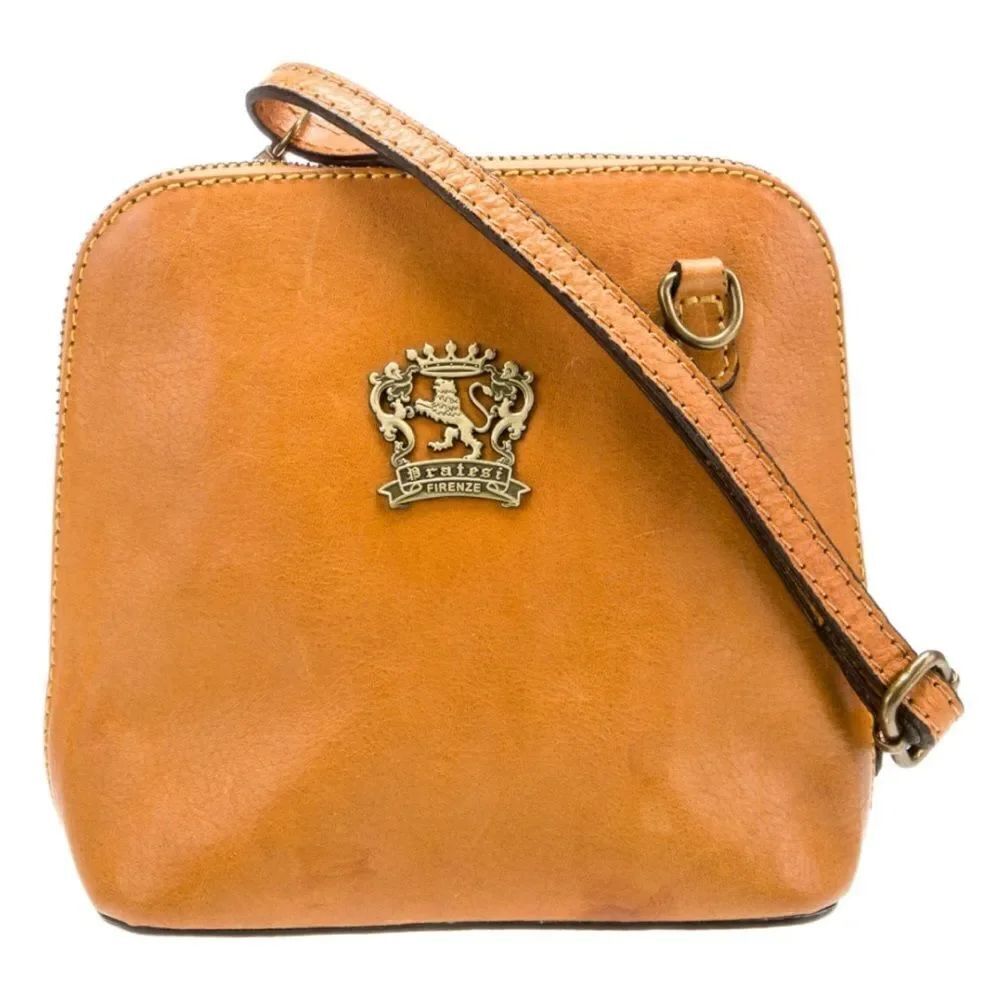 Pratesi Firenze 
Mini  Leather crossbody bag in Cognac/ Pristine